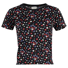 Saint Laurent-Saint Laurent Star-Print T-Shirt in Black Cotton-Black