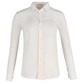 Saint Laurent-Saint Laurent Button-down Shirt in White Cotton Silk-White,Cream