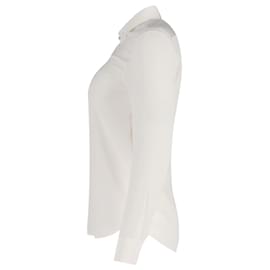 Saint Laurent-Saint Laurent Button-down Shirt in White Cotton Silk-White,Cream