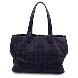 Chanel-Black Nylon New Travel Line Tote Shoulder Bag 2000S-Black