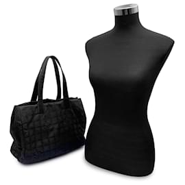 Chanel-Black Nylon New Travel Line Tote Shoulder Bag 2000S-Black