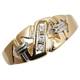 & Other Stories-Pt900 Platinum K18YG Yellow Gold Diamond Ring in Great Condition-Golden