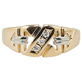 & Other Stories-Pt900 Platinum K18YG Yellow Gold Diamond Ring in Great Condition-Golden