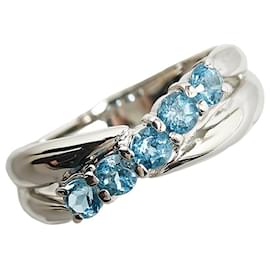 & Other Stories-Pt900 Platinum Blue Topaz Ring for Women in Great Condition-Blue