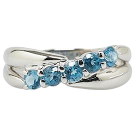 & Other Stories-Pt900 Platinum Blue Topaz Ring for Women in Great Condition-Blue