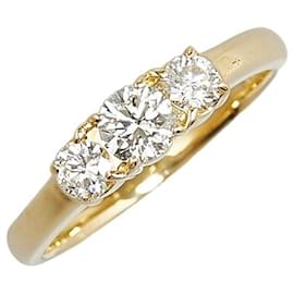 & Other Stories-K18YG Yellow Gold Diamond Ring 0.40ct 0.38ct Size 17 in Great Condition-Golden