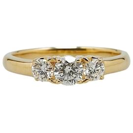 & Other Stories-K18YG Yellow Gold Diamond Ring 0.40ct 0.38ct Size 17 in Great Condition-Golden