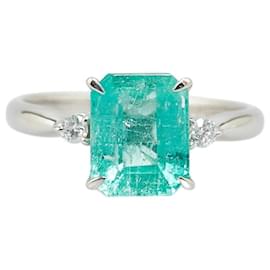 & Other Stories-Pt900 Platinum Emerald 2.42ct Diamond 0.08ct Ring in Great Condition-Silvery