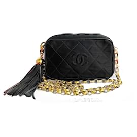 Chanel-Chanel CC Quilted Satin Fringe Mini Bag Canvas Crossbody Bag in Excellent condition-Other