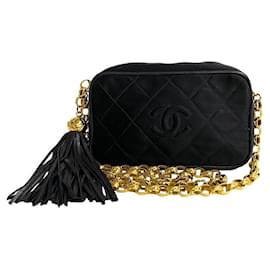 Chanel-Chanel CC Quilted Satin Fringe Mini Bag Canvas Crossbody Bag in Excellent condition-Other