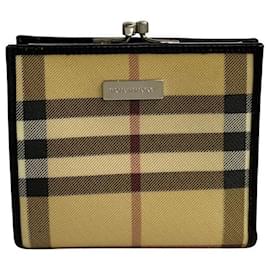 Burberry-Portefeuille bifold Burberry Nova Check en toile, portefeuille court en très bon état-Autre