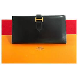 Hermès-Hermes Leather Bearn H Bifold Wallet  Leather Long Wallet in Good condition-Other