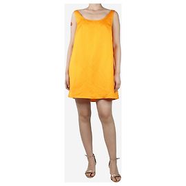 Frame Denim Mini-robe évasée orange en lin mélangé - taille L Orange