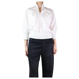 Maje Top blanco fruncido con mangas murciélago - talla UK 10 Blanco