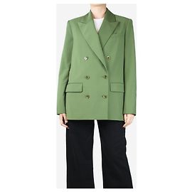 Tibi Green double-breasted wool cutout blazer - size UK 8 Green