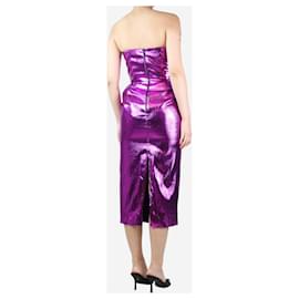 Autre Marque-Purple metallic strapless midi dress - size UK 8-Purple