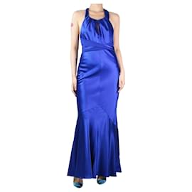 Autre Marque-Blue halter neck silk maxi dress - size UK 10-Blue