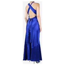 Autre Marque-Blue halter neck silk maxi dress - size UK 10-Blue