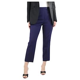 Hermès-Blue high-rise wool trousers - size UK 12-Blue
