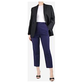 Hermès-Blue high-rise wool trousers - size UK 12-Blue