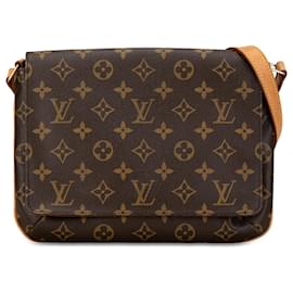 Louis Vuitton-Louis Vuitton Brown Monogram Musette Tango correa corta-Castaño