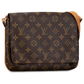 Louis Vuitton-Louis Vuitton Brown Monogram Musette Tango correa corta-Castaño