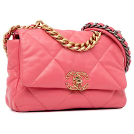 Chanel-Chanel Pink Medium Lambskin 19 Flap-Pink,Other