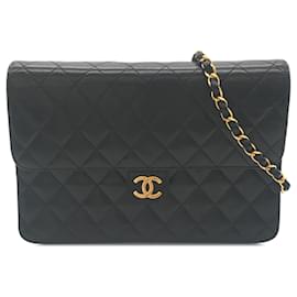 Chanel-Chanel Black CC Quilted Lambskin Single Flap-Black