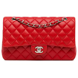 Chanel-Chanel Red Medium Classic Lambskin Double Flap-Red