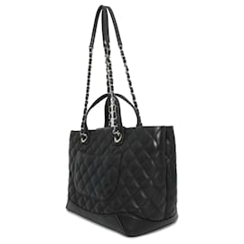 Chanel-Chanel Black Small Quilted Calfskin Easy Shopping Tote-Black