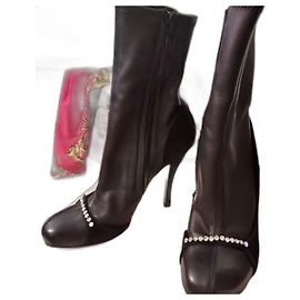 Valentino Garavani Leather Ankle Boots Black Black