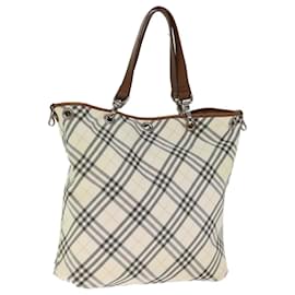 Burberry-BURBERRY Nova Check Blue Label Tote Bag Canvas Reversible Beige Auth bs14692-Beige