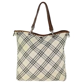 Burberry-BURBERRY Nova Check Blue Label Tote Bag Canvas Reversible Beige Auth bs14692-Beige