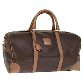 Céline-CELINE Macadam Canvas Boston Bag PVC Leather Brown Auth 76024-Brown