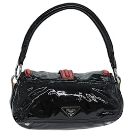 Prada-PRADA Shoulder Bag Patent leather Black Red Auth 74391-Black,Red