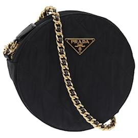 Prada-PRADA Chain Shoulder Bag Nylon Black Auth 75887-Black