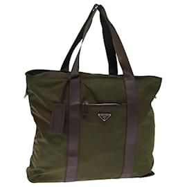 Prada-PRADA Boston Bag Nylon Khaki Auth 76006-Khaki