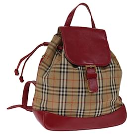 Autre Marque-Burberrys Nova Check Backpack Canvas Red Beige Auth 75840-Red,Beige