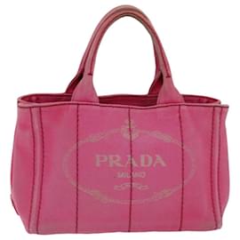 Prada-PRADA Canapa PM Hand Bag Canvas Pink Auth 76130-Pink