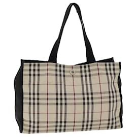 Burberry-BURBERRY Nova Check Tote Bag Canvas Beige Auth bs14604-Beige