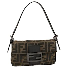 Fendi-FENDI Zucca Canvas Mini Mamma Baguette Hand Bag Black Brown Auth yk12709-Brown,Black