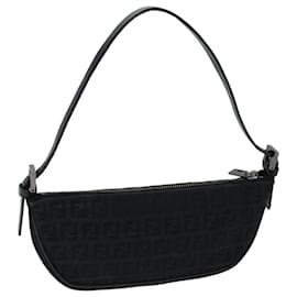 Fendi-FENDI Sac à main en toile Zucchino Noir Auth yk12635-Noir