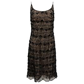 Autre Marque-Carmen Marc Valvo Black / Nude Crochet Dress-Black