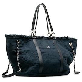 Chanel-Blue Chanel Large CC lined Face Deauville Satchel-Blue