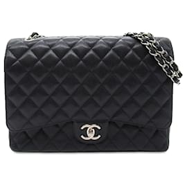 Chanel-Black Chanel Maxi Classic Caviar lined Flap Shoulder Bag-Black