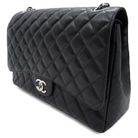 Chanel-Black Chanel Maxi Classic Caviar lined Flap Shoulder Bag-Black