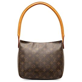 Louis Vuitton-Brown Louis Vuitton Monogram Looping MM Shoulder Bag-Brown