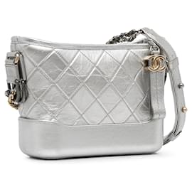 Chanel-Silver Chanel Small Metallic Gabrielle Crossbody Bag-Silvery