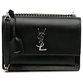 Saint Laurent-Black Saint Laurent Medium Monogram Sunset Crossbody-Black