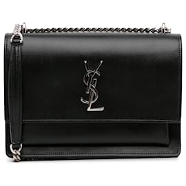 Saint Laurent-Black Saint Laurent Medium Monogram Sunset Crossbody-Black